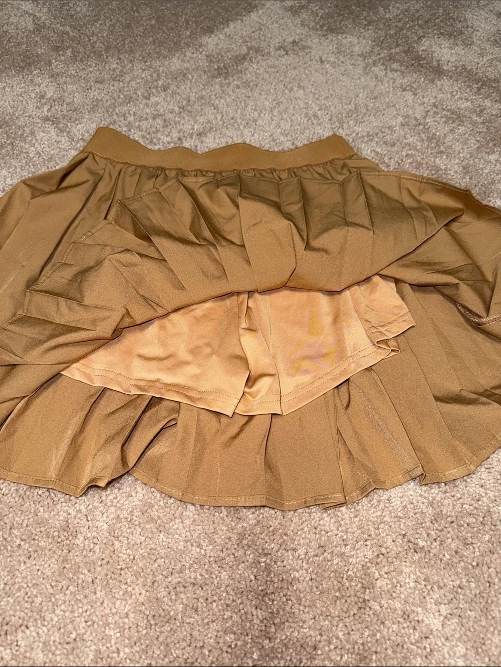NWOT Pleated A-Line Skirt in Dark Khaki